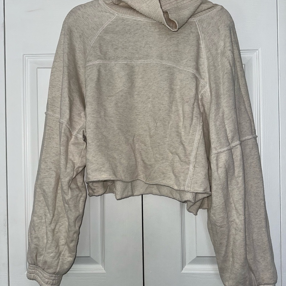 Aerie Cream Cropped Hoodie
